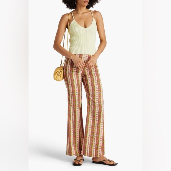 Sandro Pants - Sandro Printed Twill Straight-Leg Pants Wide leg Floral Design Trouser EU36 US4